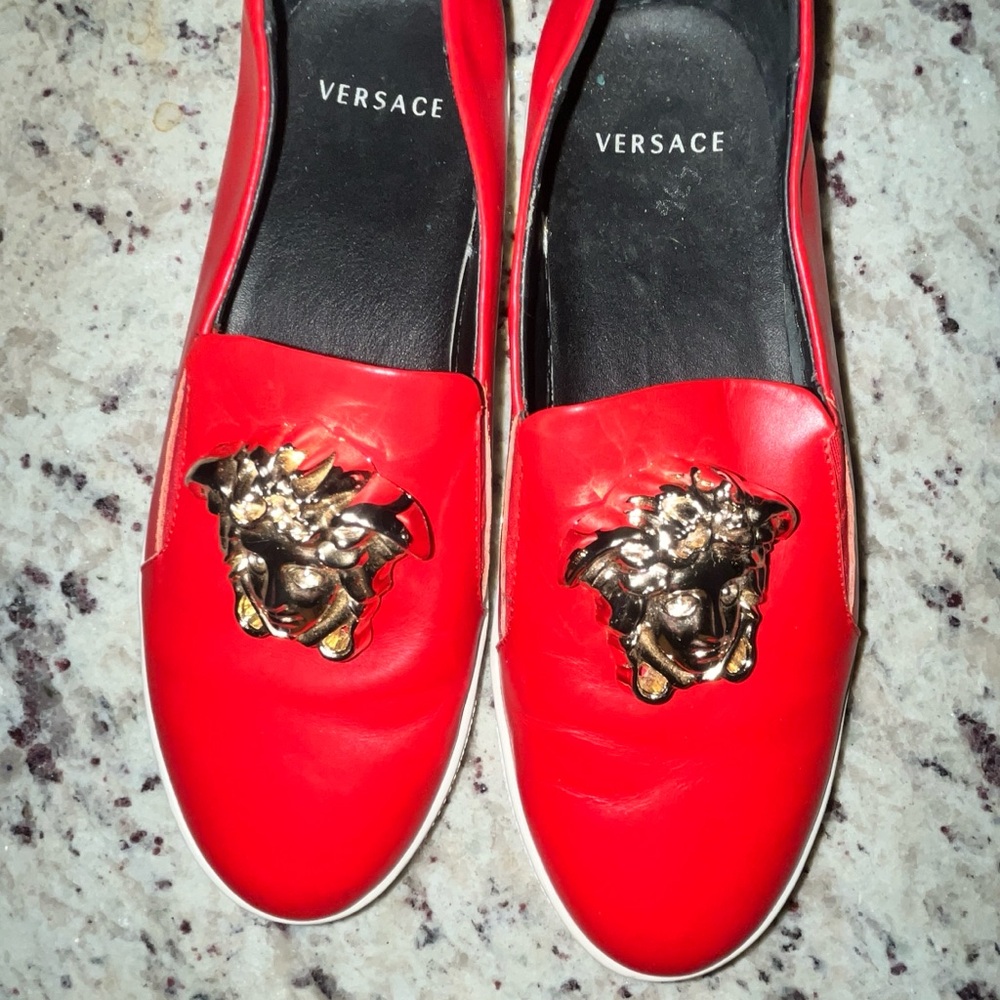 Versace Vibrant Red Leather Shoes